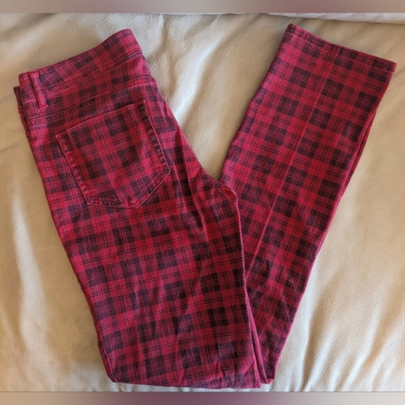 XHILARATION Vintage Red Buffalo Plaid Cotton Pants Women's Size 9 - Picture 6 of 8